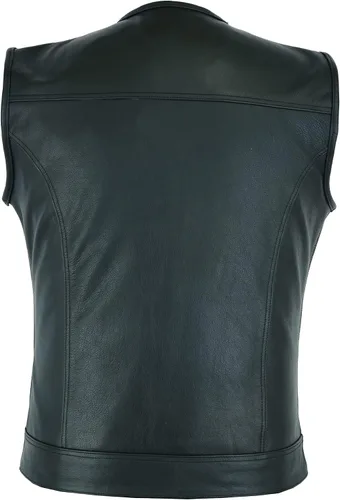 Vista 4 de Leatherick Mens Black Motorcycle Vests - Top Grain Cow Leather SOA Club & Traditional Paisley Satin Liner Leather Biker Vests Negro (sin cuello)