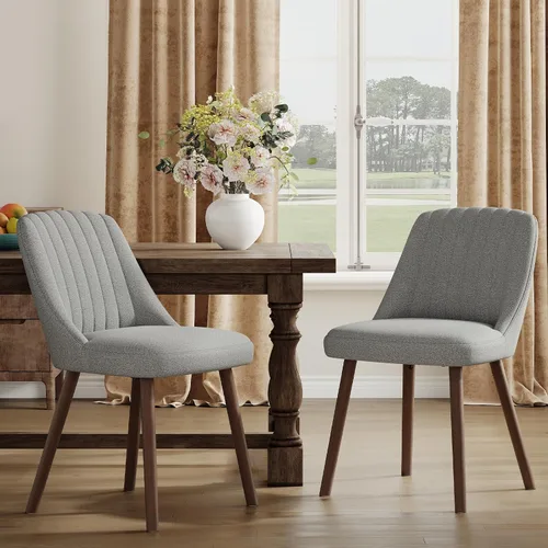 Vista 18 de MALOL Juego de 2 sillas tapizadas para comedor, sillas modernas de tela para cocina con respaldo, patas de madera para cocina, comedor, restaurante