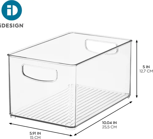 Vista 4 de iDesign - Contenedor apilable de plástico transparente, organizadores de cocina y almacenamiento para refrigerador y despensa Organizadores