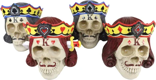 Vista 2 de Ebros Juego de 4 tarjetas de póker Casino Royale King Calaveras de todos los 4 Trajes Pala Corazón Club Diamante Coronas de Poker Figurita 4.25