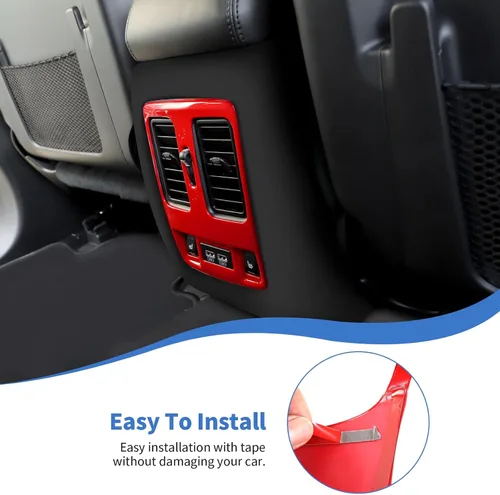 Vista 3 de JeCar Cubierta de ventilación de asiento trasero, accesorios interiores compatibles con Jeep Grand Cherokee WK2 2011-2020, color rojo Rojo A
