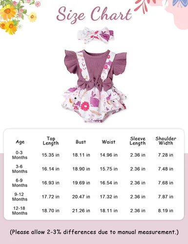Vista 5 de SAPGEJJDJFGE Newborn Baby Girl Clothes Infant Long Sleeve Ruffle Romper Baby Fall Winter Outfits for Girls with Headband