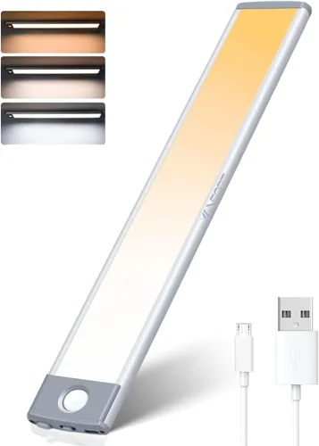 Vista 8 de Luz para debajo del gabinete con sensor de movimiento de 10 pulgadas, 7000 K, 1500 mAh, USB-C, recargable, magnética, inalámbrica, instalación sin