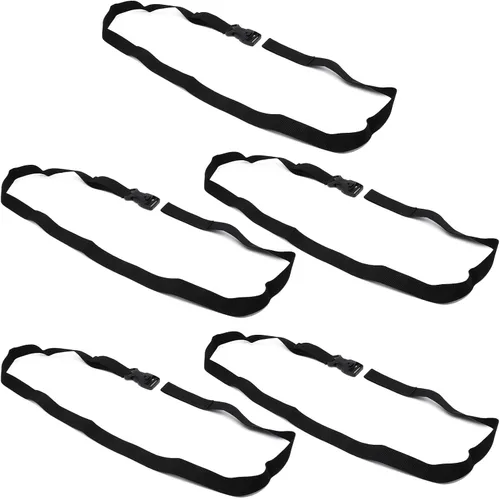 Vista 12 de 5 piezas de correas de amarre negras de nylon de 1" x 39.37" (3.28 pies) Correas ajustables con hebillas de bloqueo de leva de alta resistencia Negro
