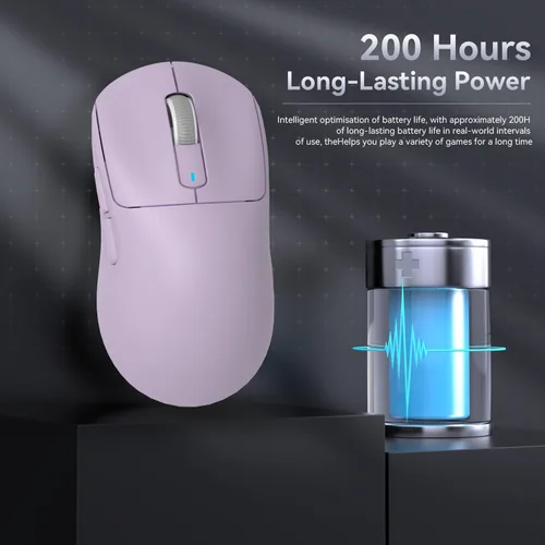 Vista 8 de ATTACK SHARK X3 - Mouse inalámbrico para juegos, mouse ergonómico de computadora de 1.49 onzas, sensor óptico PAW3395 de 26K DPI, batería de 200