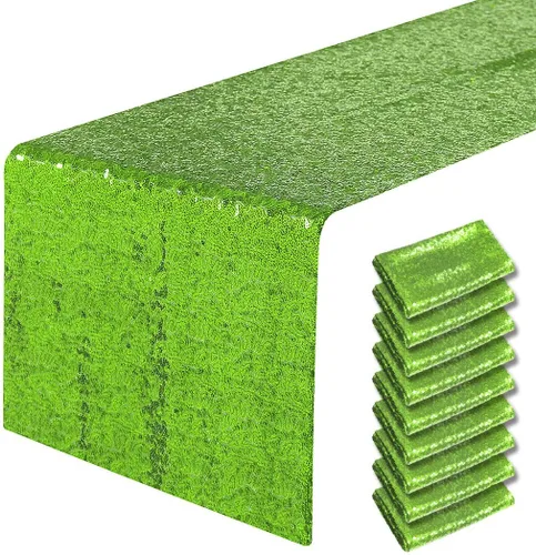 Vista 31 de Pufogu - Camino de mesa de lentejuelas brillantes de 12 x 72 pulgadas para fiestas de cumpleaños, decoración de bodas, despedidas de soltera