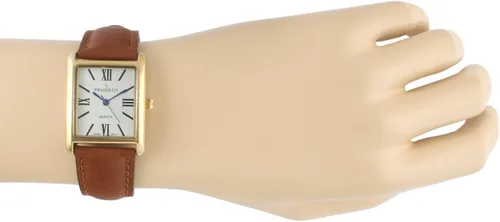 Vista 4 de Peugeot reloj de mujer enchapado en oro 14K, correa de cuero