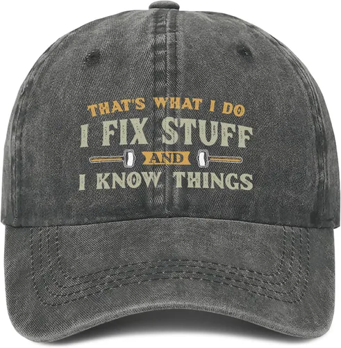 Vista 10 de I Fix Things Hat, I Fix Stuff and Know Things Sombrero para hombres, Thats What I Do I Fix Stuff Hat, Hat I Fix Stuff 8 (negro)