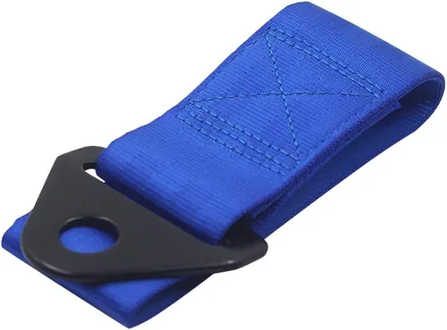 Vista 9 de Correa de remolque universal de nailon para parachoques delantero o trasero de alta resistencia, color negro