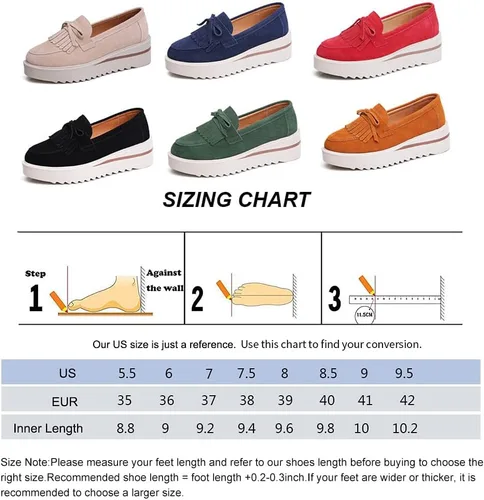 Vista 7 de YING LAN Mocasines de plataforma para mujer, cómodos mocasines de gamuza anchos y bajos, zapatos casuales de cuña