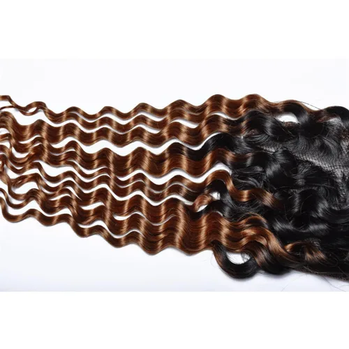 Vista 8 de Cabello humano virgen brasileño degradado 30 con cierre de encaje 4x4, 100% cabello virgen humano sin procesar, línea capilar prearrancada, cierre