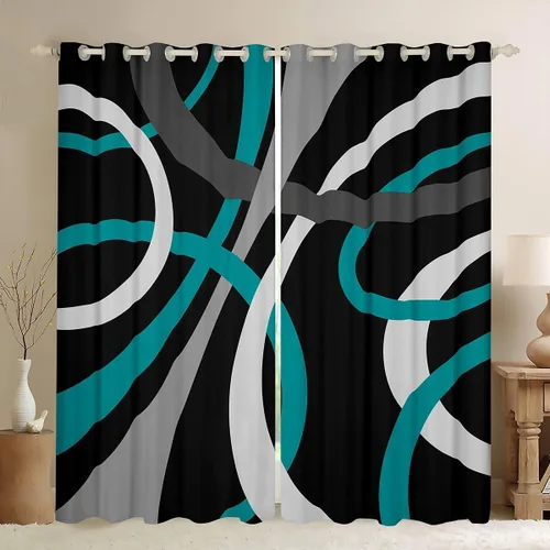 Vista 21 de Feelyou Cortinas de videojuegos negro y gris para niños, dormitorio, música, audífonos, notas, cortinas de ventana, para niños, adolescentes
