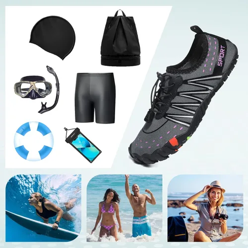 Vista 6 de ziitop Zapatos de agua para hombres y mujeres, para playa, descalzos, natación, escalada, piscina, calcetines, antideslizantes, transpirables