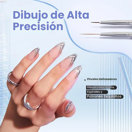 Vista 2 de Beetles Gel Polish Pinceles para arte de uñas, 6 bolígrafos de diseño de A-Multicolor-6