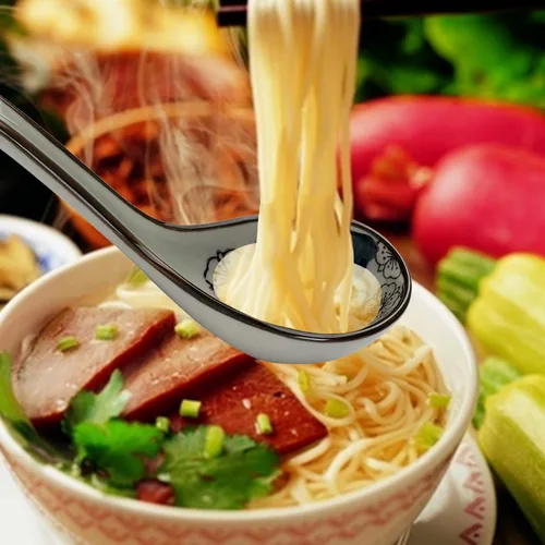 Vista 4 de 4 cucharas de sopa, cuchara de sopa de cerámica, juego de 4 cucharas de ramen japonesas, cuchara de sopa asiática, mango largo, perfecto