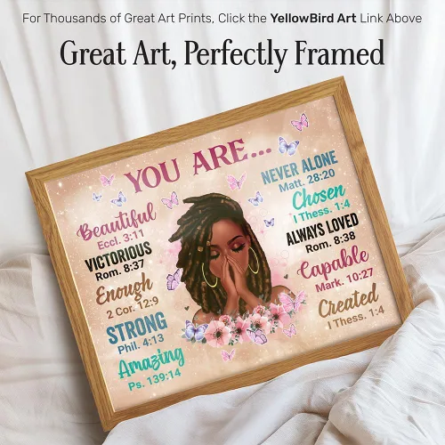 Vista 2 de Arte de Pared Afroamericano ENMARCADO - Regalos Cristianos para Mujeres, Mujeres Afroamericanas - Arte Negro de Inspiración - Escritura Espiritual