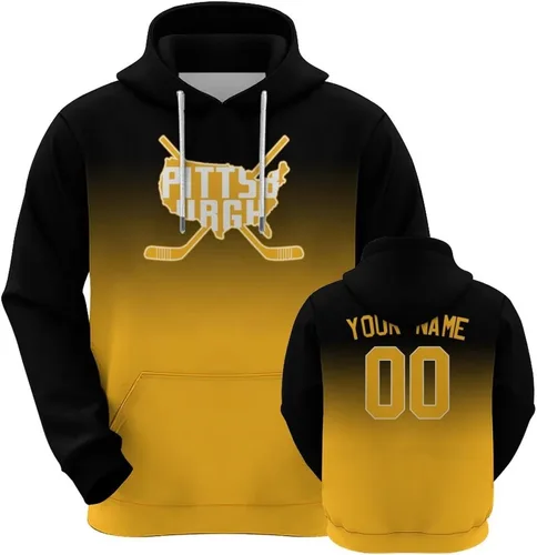 Vista 33 de Custom Hockey City Map Gradient Hoodies-Personalized Name Number Hooded Sweatshirts Hockey Fans Gifts for Men,Women,Youth