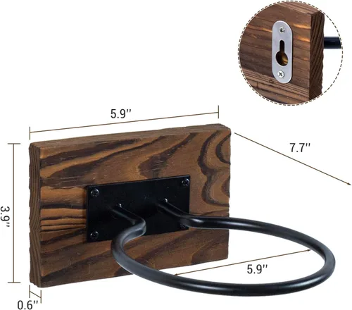 Vista 5 de MyGift Juego de 2 soportes de bolas deportivas de madera y metal para montar en la pared