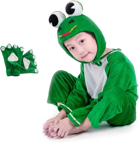 Vista 6 de lontakids Disfraz de rana para niños y niñas, disfraz de animal para cosplay