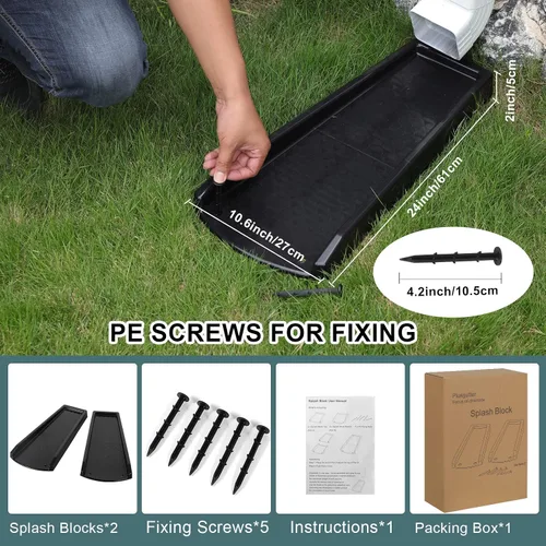Vista 6 de plusgutter Protector de Salpicaduras de Cantón y Bajante, Extensiones de Bajada de Cantón para Drenaje de Agua, Protectores de Salpicaduras