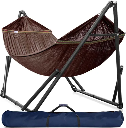 Vista 27 de Tranquillo Hamaca doble universal con soporte incluido para 2 personas/soporte plegable para hamaca de 600 libras de capacidad, estuche portátil 1.