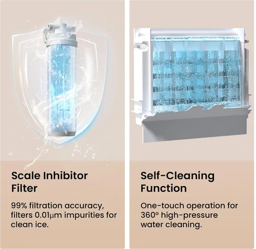 Vista 6 de Máquina para hacer hielo debajo del mostrador de 15 pulgadas, 130 libras/día con contenedor de almacenamiento de 30 libras, máquina de hielo