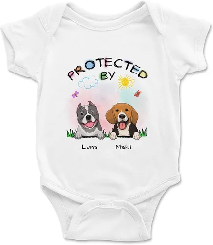 Vista 11 de Gossby Enterizo personalizado para bebé niña niño – Regalo personalizado ropa de bebé con diseño de perro – 0-24 meses – 4