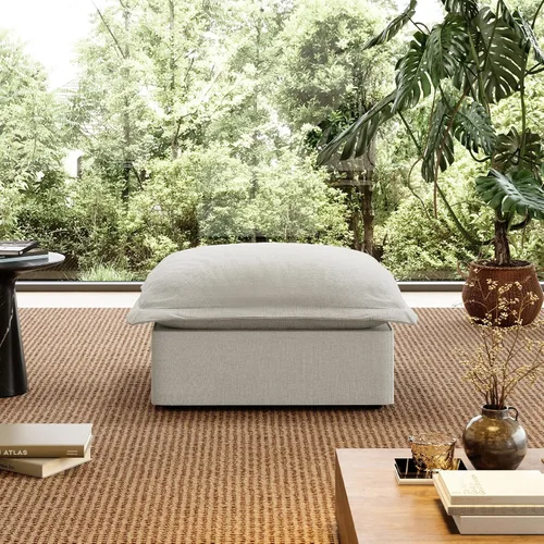 Vista 20 de Sofá modular de mezcla de lino para sala de estar, cómodo sofá modular con relleno de plumón, moderno sofá cama convertible con asiento profundo