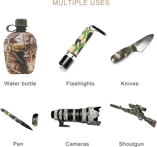 Vista 5 de EAmber Cintas de camuflaje de camuflaje de 1.96 x 177 pulgadas, vendaje protector autoadhesivo para linternas, bicicletas, ejército militar