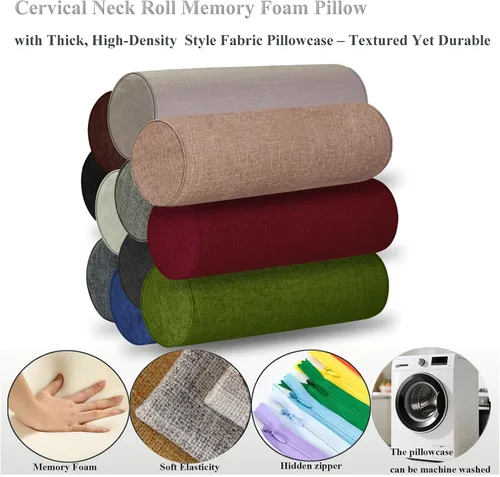 Vista 6 de Almohada cilíndrica de espuma viscoelástica, almohada cervical ergonómica para cuello, piernas, soporte de espalda, cojín decorativo para sofá