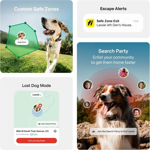 Vista 4 de Nuevo Collar Rastreador Inteligente para Perros de la Serie Fi 3+ [Miembrosía de 12 Meses Incluida] Rastreador GPS para Perros con Monitoreo