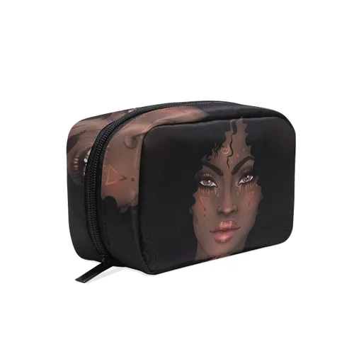 Vista 6 de CiCily Bolsa de maquillaje de viaje portátil bolsa de cosméticos mujer afroamericana bolsa de aseo organizador estuche de accesorios, estuche