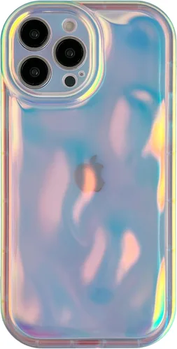 Vista 15 de Caseative Funda para iPhone 13 Pro Max, color negro Galjanoplastia de cromo suave de la burbuja del meteorito de la onda de la ondulación