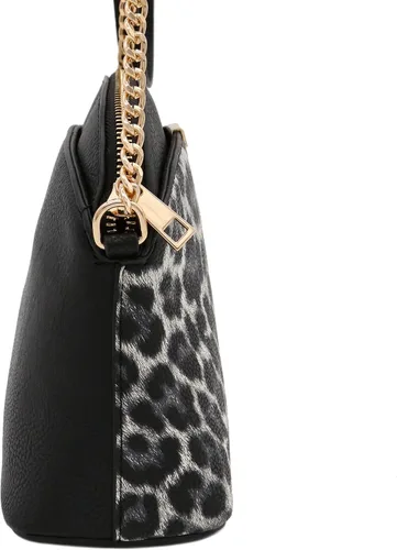 Vista 3 de FashionPuzzle Bandolera pequeña con estampado de leopardo con correa de cadena