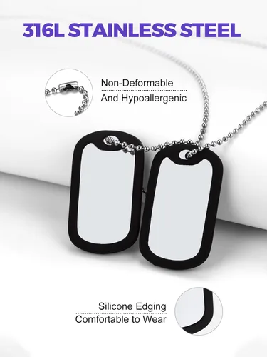 Vista 4 de Richsteel - Placa de identificación estilo Hip Hop militar para collar, fibra de carbón, colgante de bibliabala, para mujeres y hombres joya