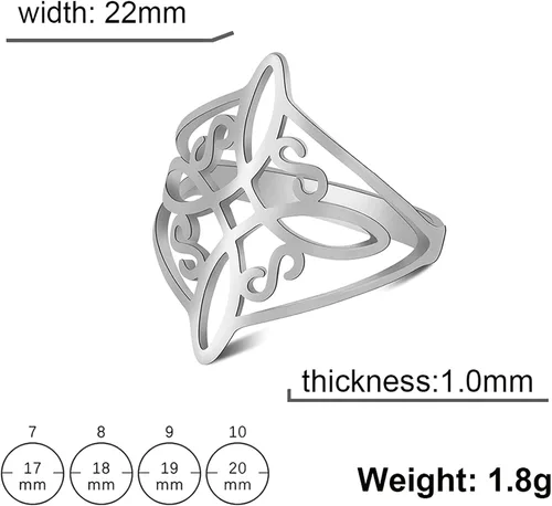 Vista 6 de UNIFT Anillo de nudo de bruja para mujer, acero inoxidable, celta, cuaternario, Wicca, estilo geométrico, anillo de nudo de brujería, amuleto