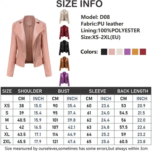 Vista 7 de Chaquetas de piel sintética para mujer, cortas, ligeras, de piel sintética