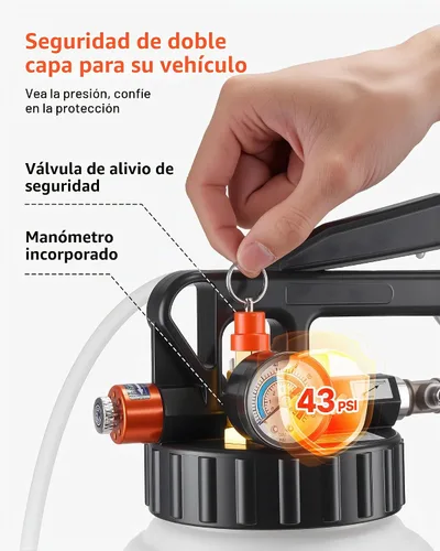 Vista 5 de VEVOR Bomba de fluido de transmisión, extractor neumático de líquido de aceite de 8 L, bomba de transferencia de dispensador de recarga ATF con 15