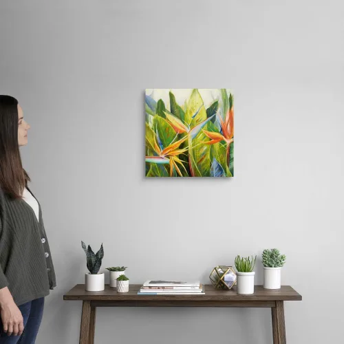 Vista 2 de Lienzo decorativo para pared, diseño floral de pájaro del paraíso I