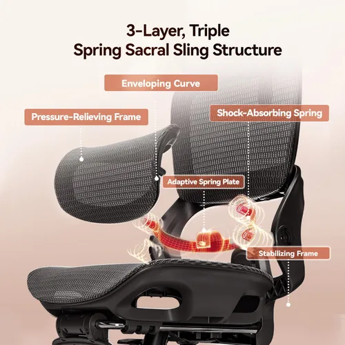 Vista 4 de SIHOO Silla de oficina B100, cómoda silla de oficina ergonómica, silla de computadora con soporte lumbar adaptable y reposacabezas ancho