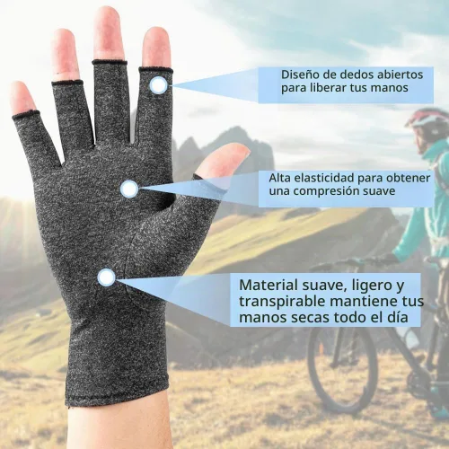 Vista 4 de Guantes de compresión sin dedos para artritis - Alivia el túnel carpiano, reumatoide, tendinitis