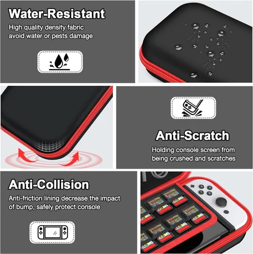 Vista 7 de Funda de transporte compatible con Nintendo Switch OLEDSwitch funda protectora de carcasa dura funda de transporte portátil con interruptores bolsa