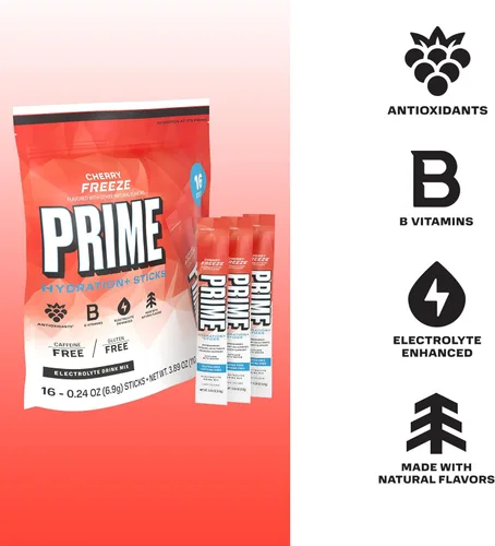 Vista 3 de PRIME - 16 barritas de hidratación en polvo, una porción, electrolitos en polvo, sobre la marcha, BCAA, vitaminas B, antioxidantes, bajo en azúcar