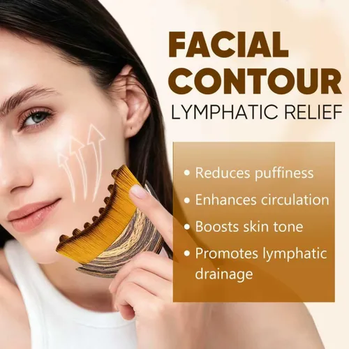 Vista 2 de Cepillo facial de contorno linfático – Cepillo facial linfático suave para drenaje linfático, masaje de contorno facial y cepillado en seco
