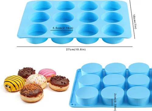 Vista 2 de 2 piezas de moldes de silicona para Oreo, molde redondo de silicona de 12 cavidades para galletas de chocolate LCCOWOT, molde para hornear