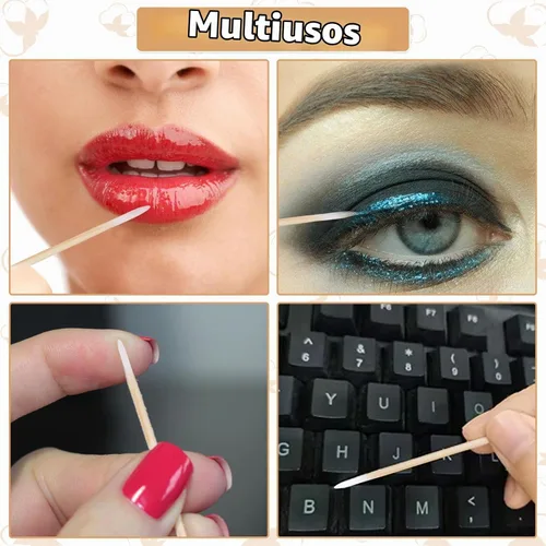 Vista 6 de 1000 hisopos de algodón microblading, punta puntiaguda, hisopos de algodón, palitos de madera, aplicador de punta de algodón, suministros
