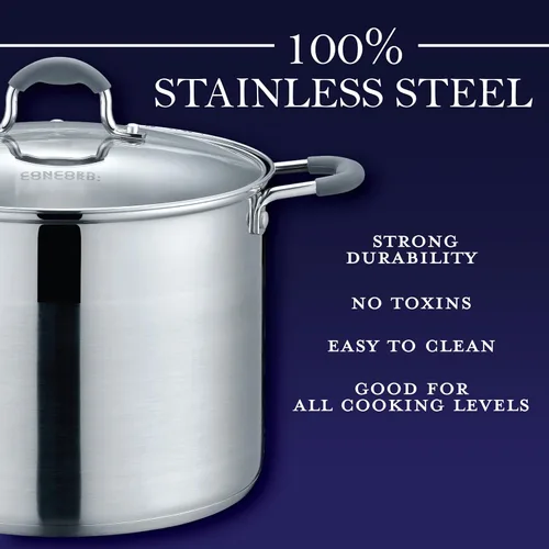 Vista 3 de CONCORD Olla de acero inoxidable con tapa de vidrio (compatible con inducción) ((2.5 QT)