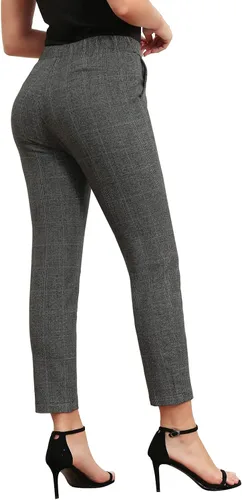 Vista 4 de Pantalones casuales elásticos de cintura alta para mujer con bolsillos