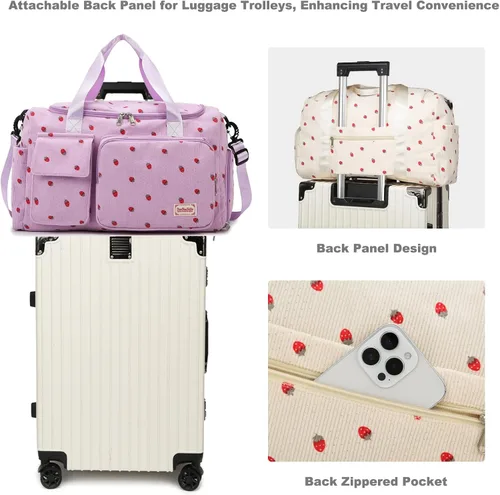 Vista 235 de Pequeña bolsa de gimnasio para mujer, bolsa de viaje con compartimento para zapatos