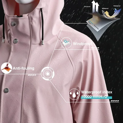 Vista 4 de UNIQUEBELLA Impermeable para mujer chaqueta impermeable con capucha rompevientos para exteriores gabardina ligera